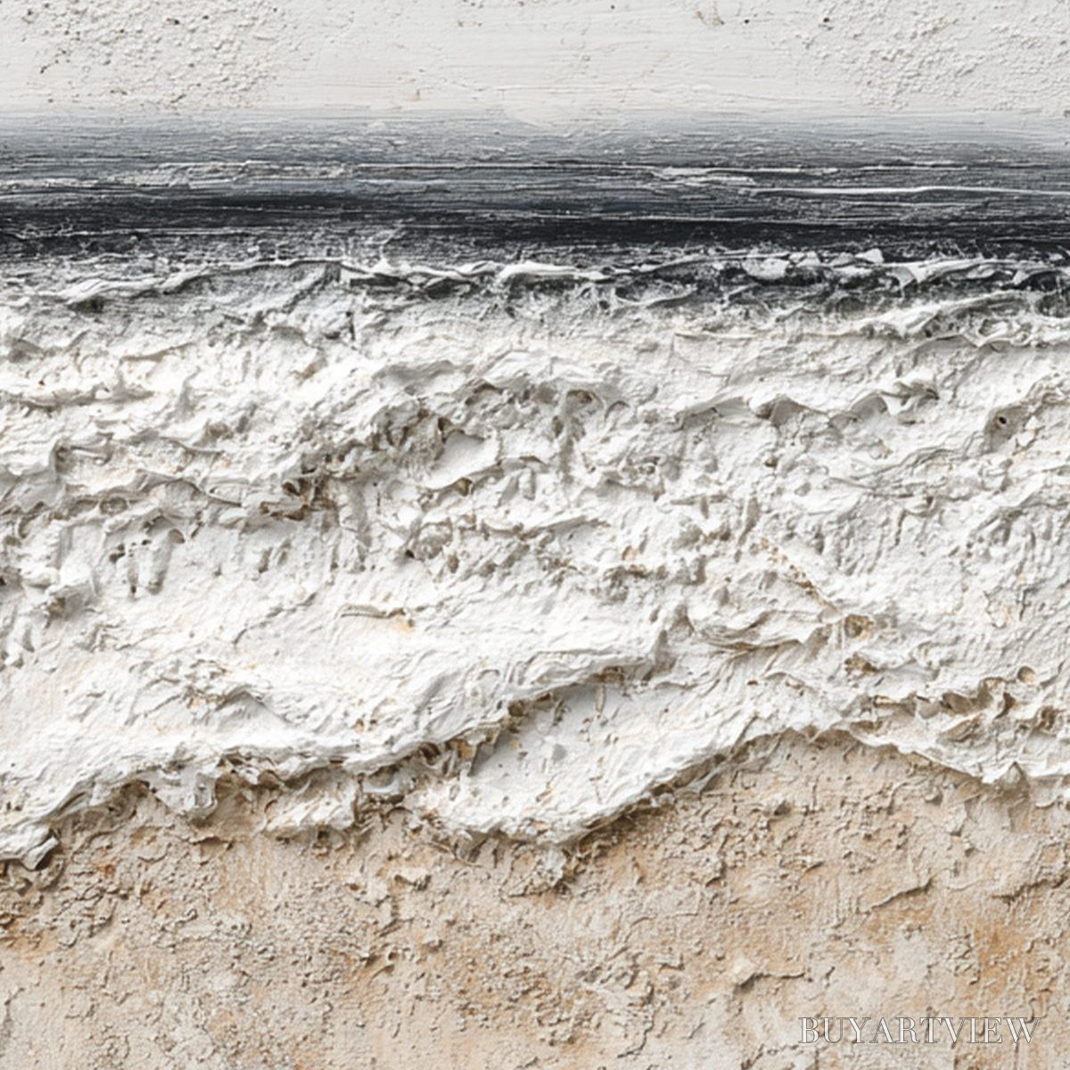 ARTOVITAS Noir Horizon – Textured Minimalist Black and White Seascape - image 3