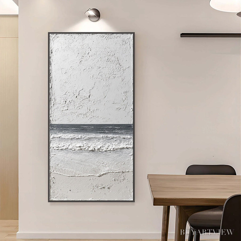 ARTOVITAS Noir Horizon – Textured Minimalist Black and White Seascape - image 4