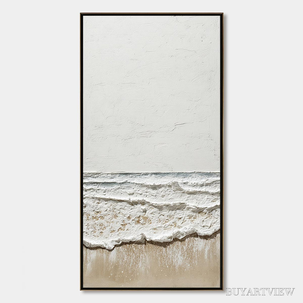 ARTOVITAS Coastal Whisper – Textured Minimalist Wabi Sabi Beach Painting - image 1