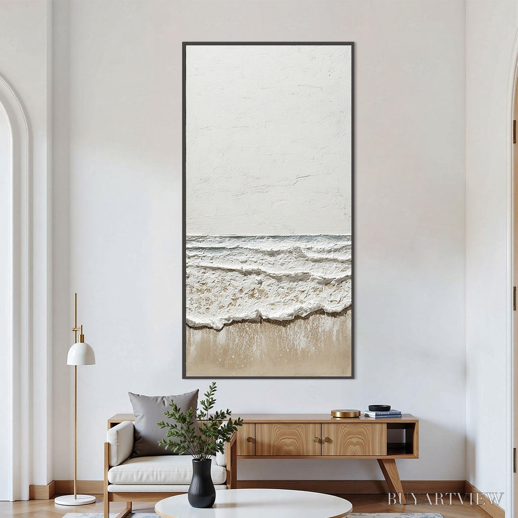 ARTOVITAS Coastal Whisper – Textured Minimalist Wabi Sabi Beach Painting - image 2