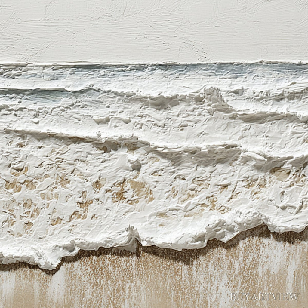 ARTOVITAS Coastal Whisper – Textured Minimalist Wabi Sabi Beach Painting - image 3