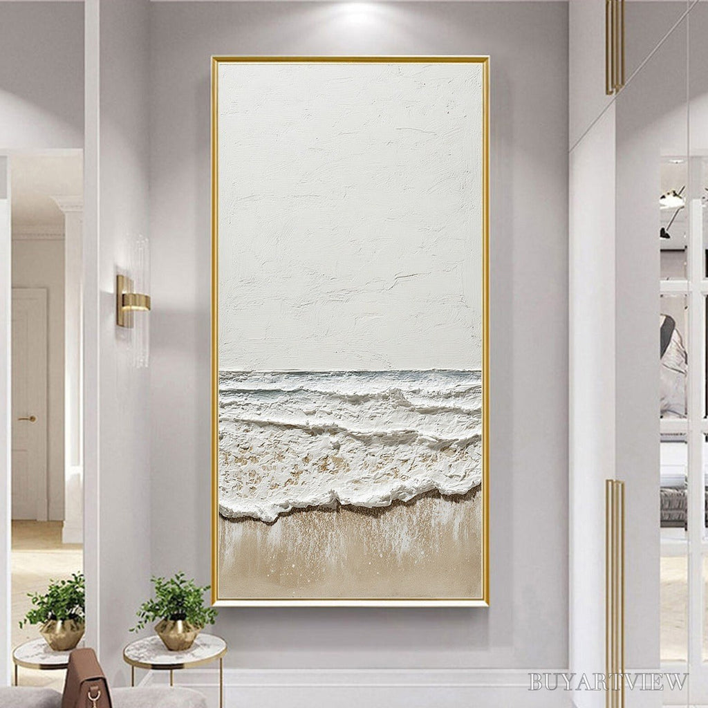 ARTOVITAS Coastal Whisper – Textured Minimalist Wabi Sabi Beach Painting - image 6
