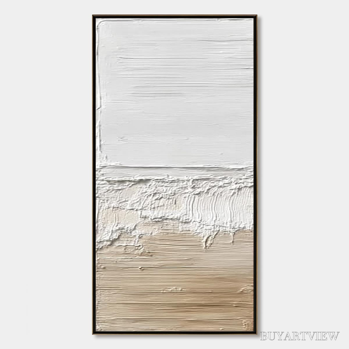 ARTOVITAS Shoreline Echo – Wabi Sabi Textured Minimalist Painting - image 1