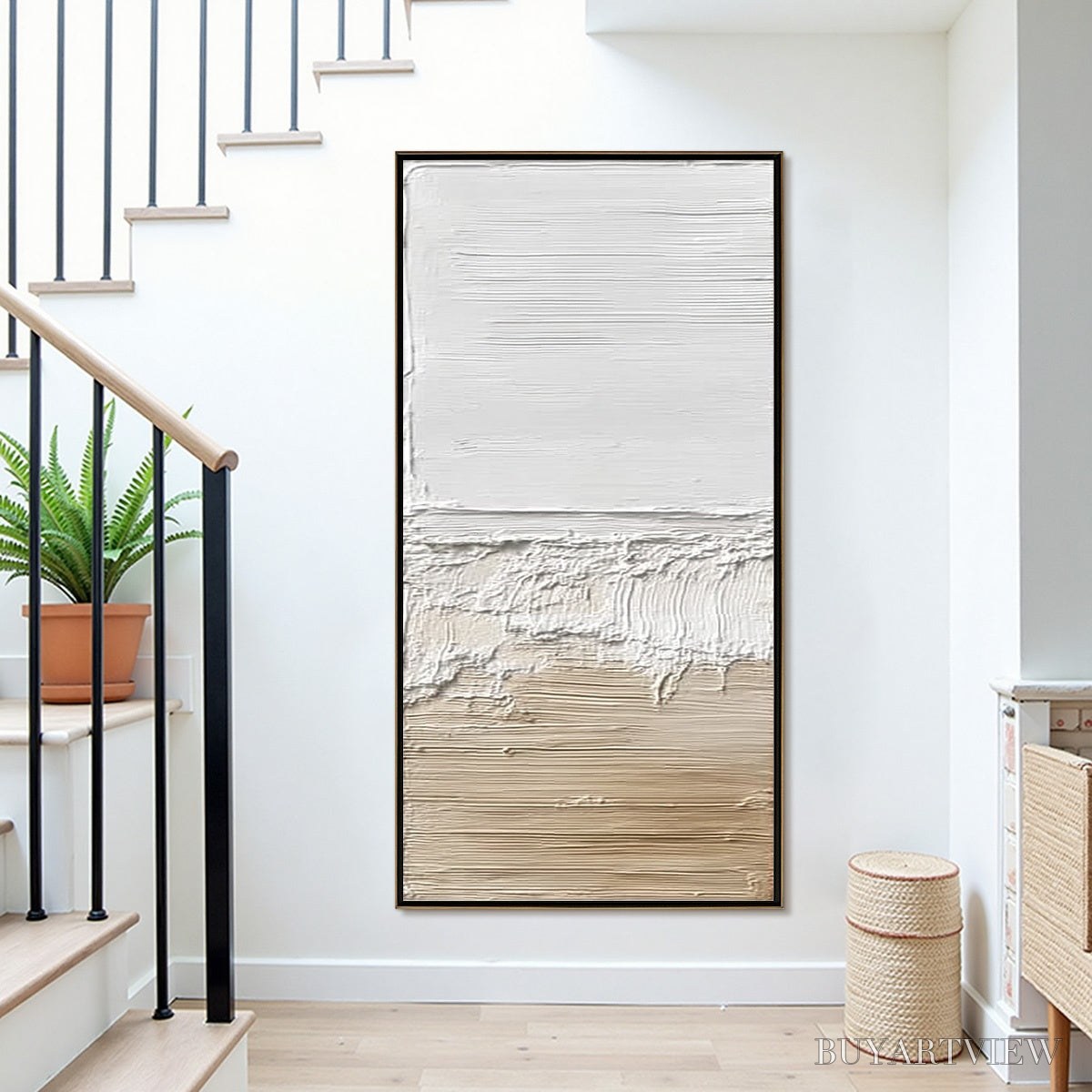 ARTOVITAS Shoreline Echo – Wabi Sabi Textured Minimalist Painting - image 3