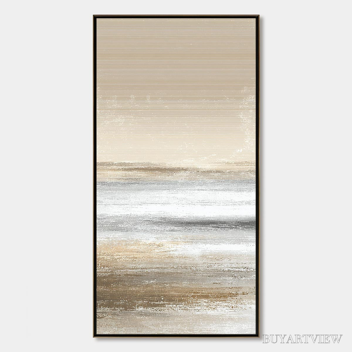 ARTOVITAS Sandstone Serenity – Minimalist Textured Abstract Seascape Painting - image 1