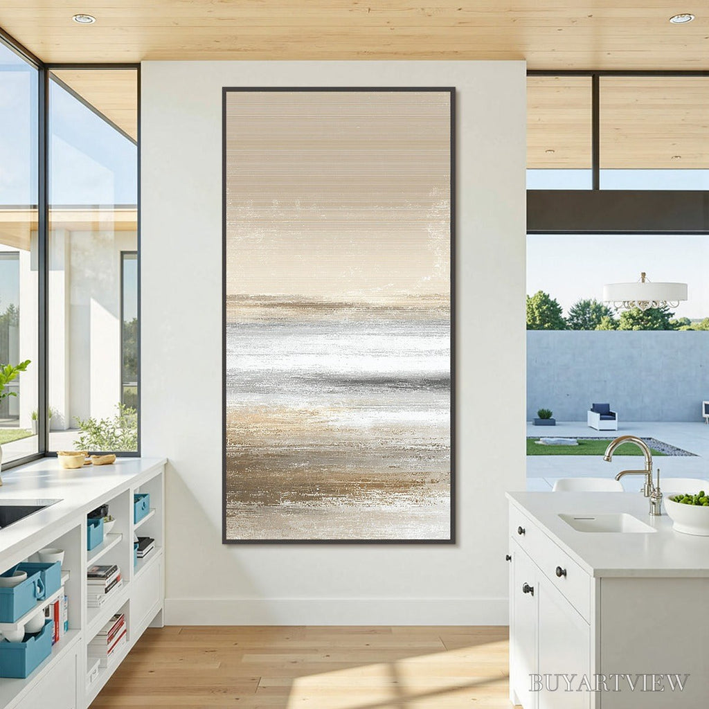 ARTOVITAS Sandstone Serenity – Minimalist Textured Abstract Seascape Painting - image 6