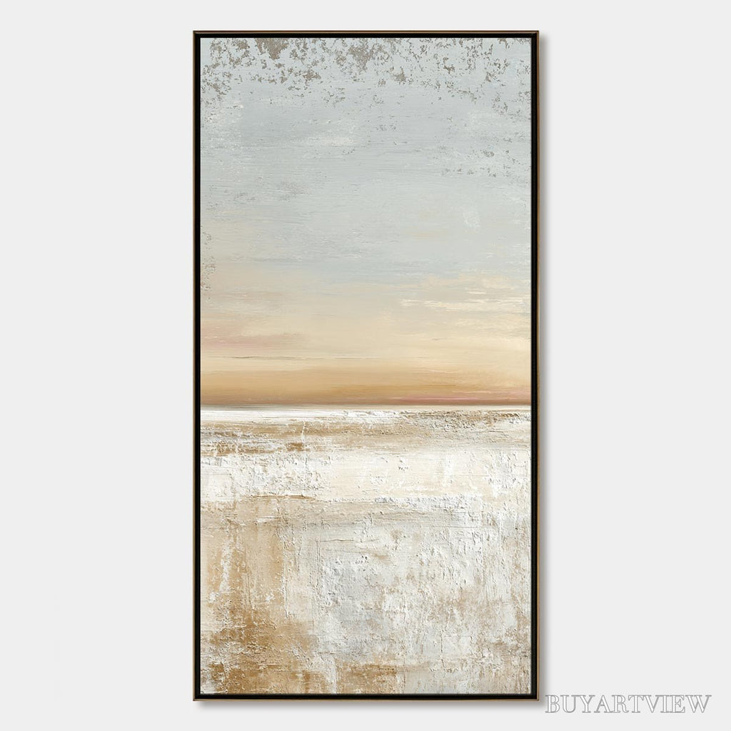 ARTOVITAS Quiet Shore – Textured Wabi Sabi Minimalist Beach Painting - image 1