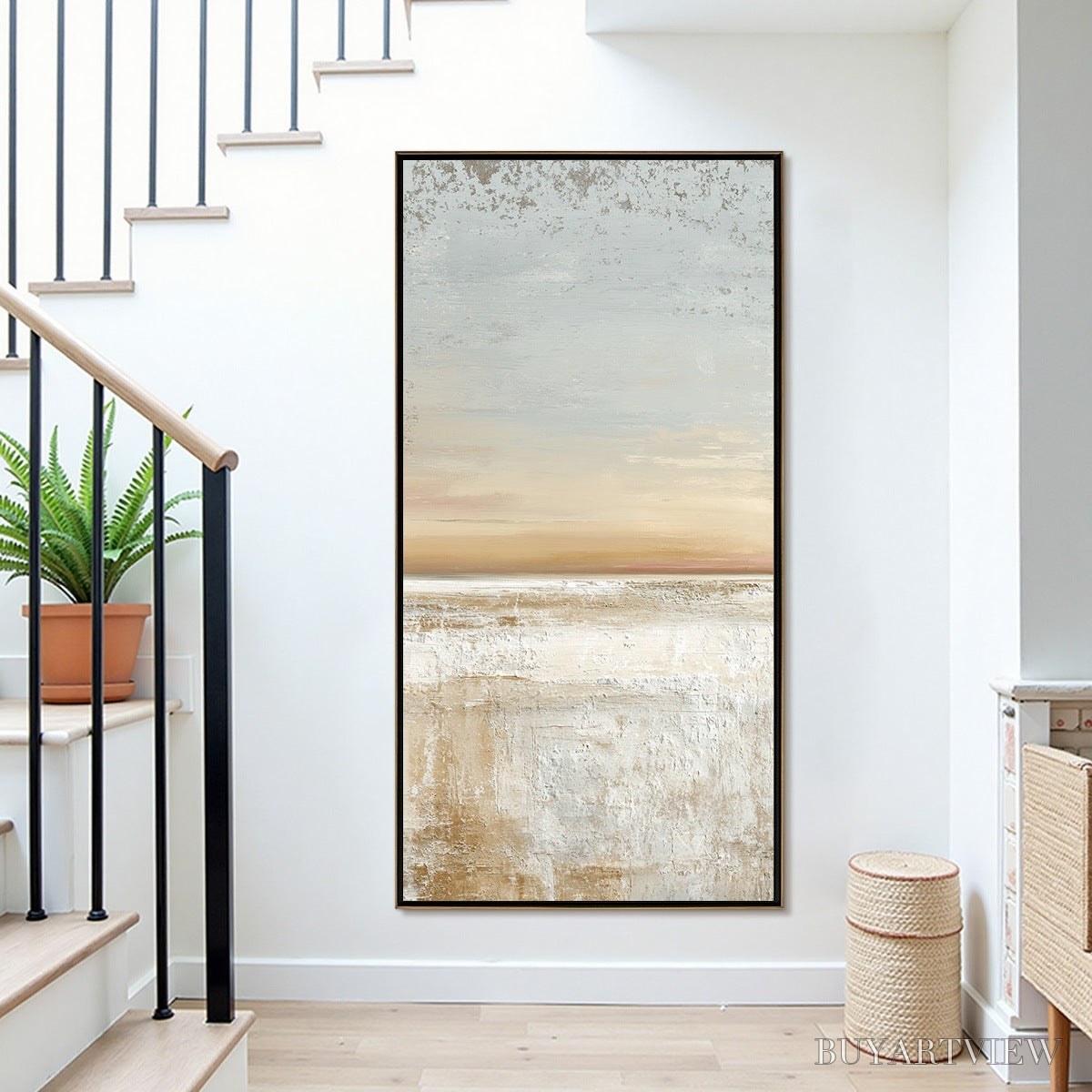 ARTOVITAS Quiet Shore – Textured Wabi Sabi Minimalist Beach Painting - image 2