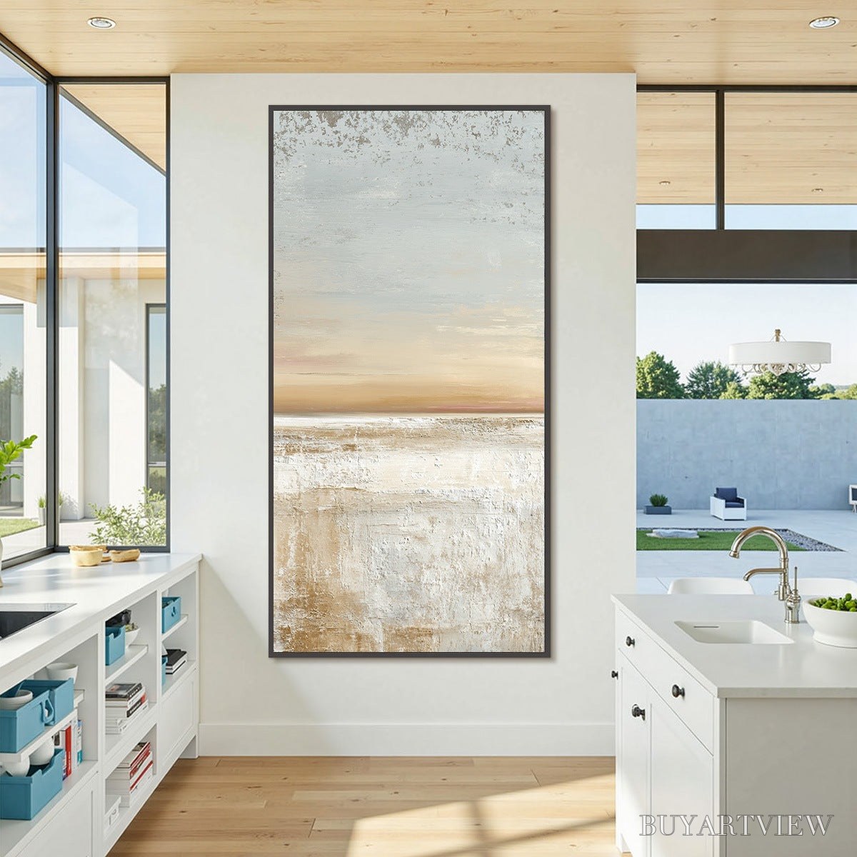 ARTOVITAS Quiet Shore – Textured Wabi Sabi Minimalist Beach Painting - image 4