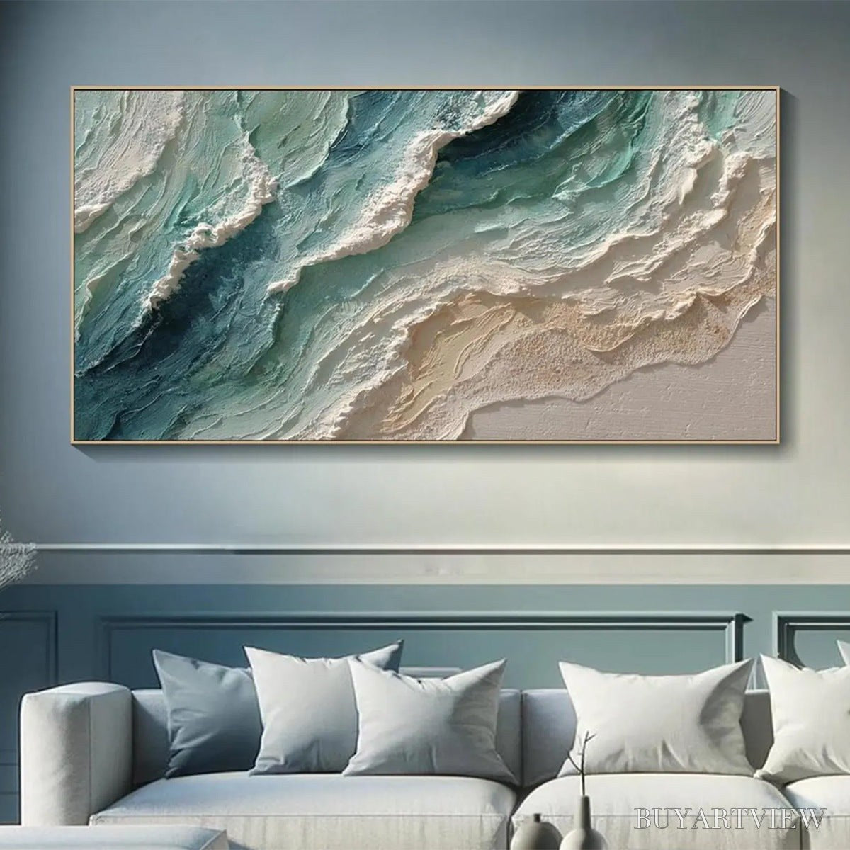 ARTOVITAS Ocean'S Breath – Textured Wabi Sabi Coastal Seascape Painting - image 2