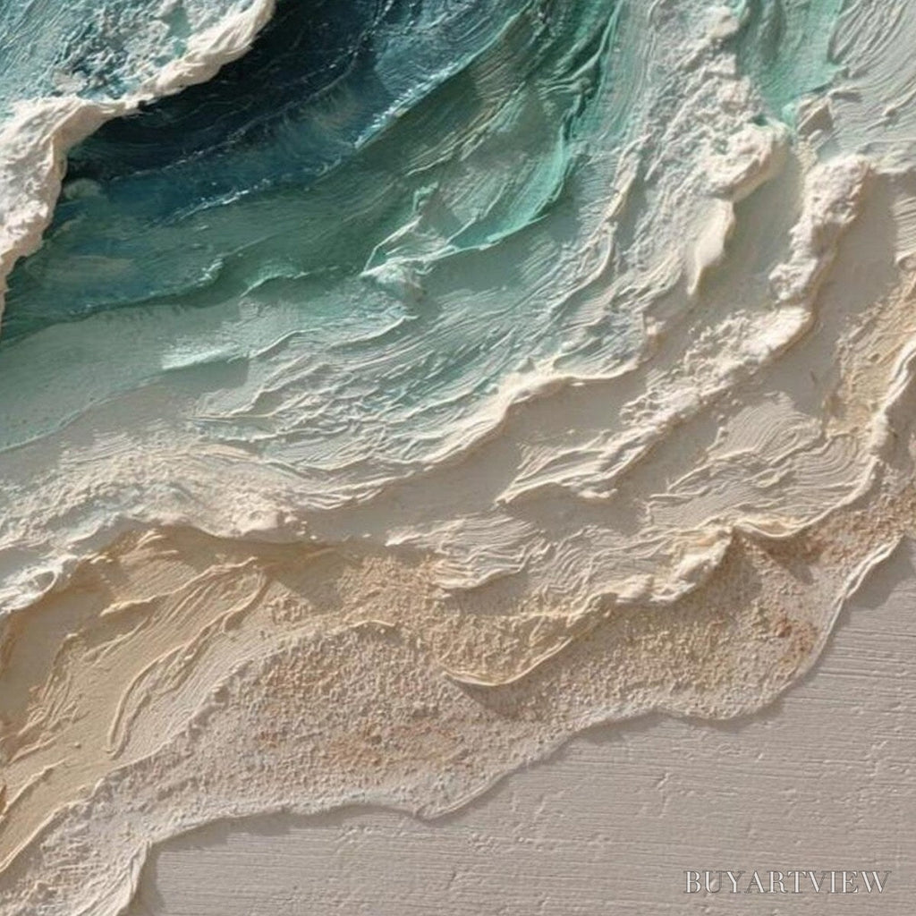ARTOVITAS Ocean'S Breath – Textured Wabi Sabi Coastal Seascape Painting - image 3