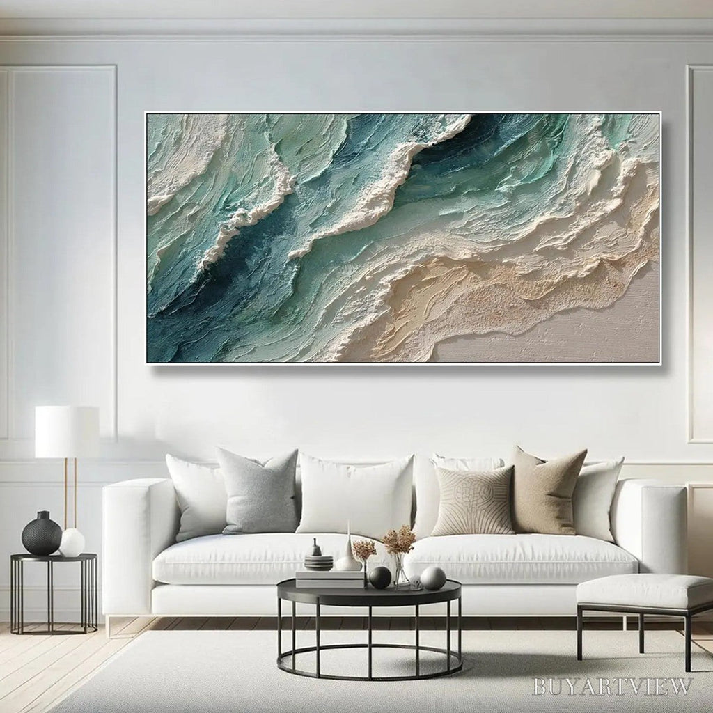 ARTOVITAS Ocean'S Breath – Textured Wabi Sabi Coastal Seascape Painting - image 4