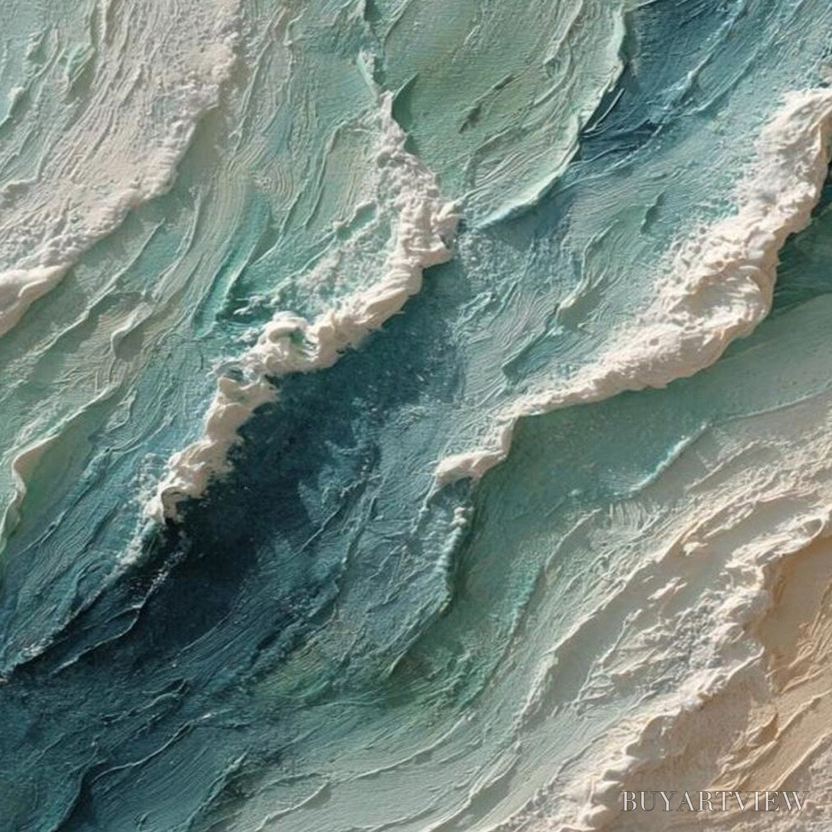 ARTOVITAS Ocean'S Breath – Textured Wabi Sabi Coastal Seascape Painting - image 5