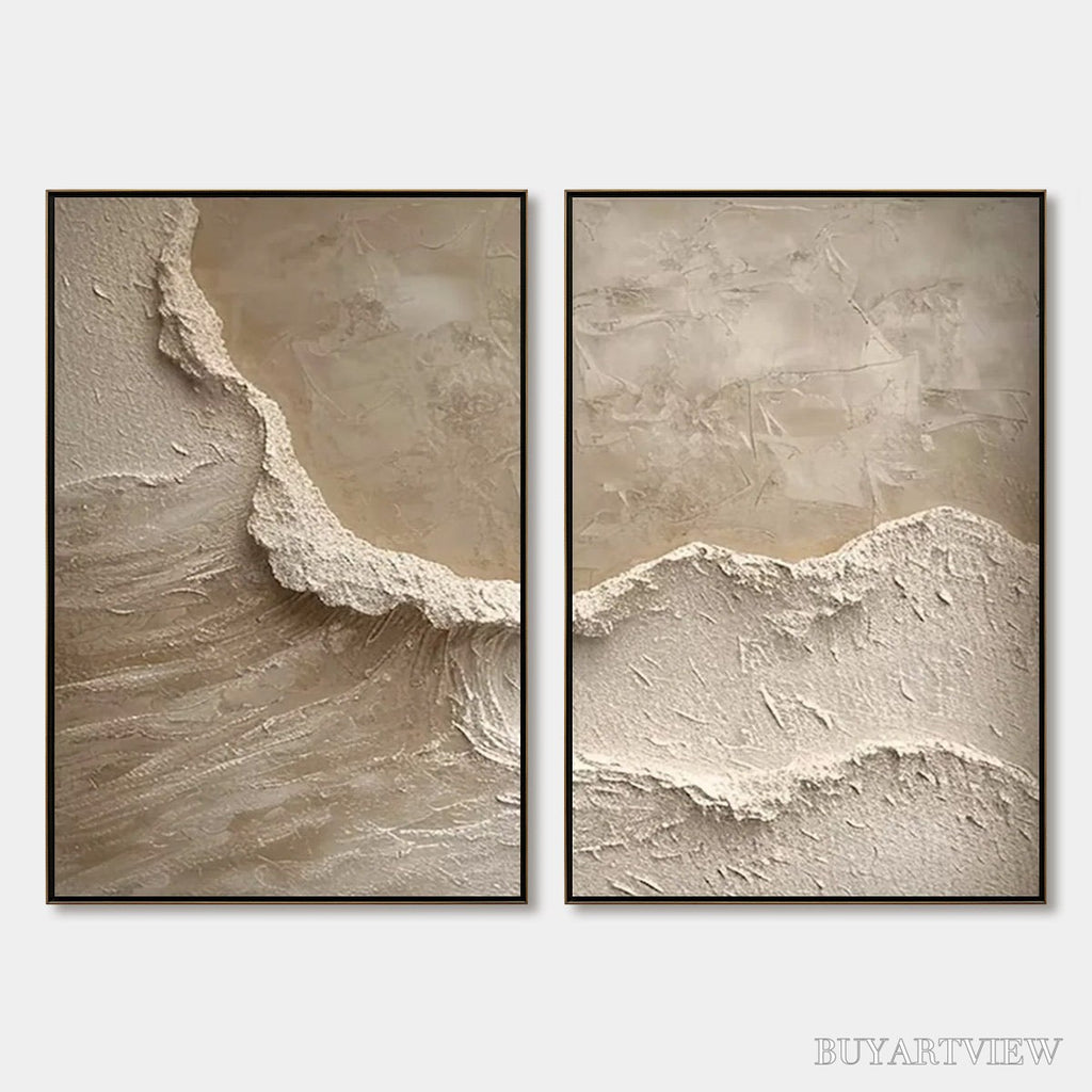 ARTOVITAS Echoes of the Shore – Wabi Sabi Textured Beach Painting Set - image 1