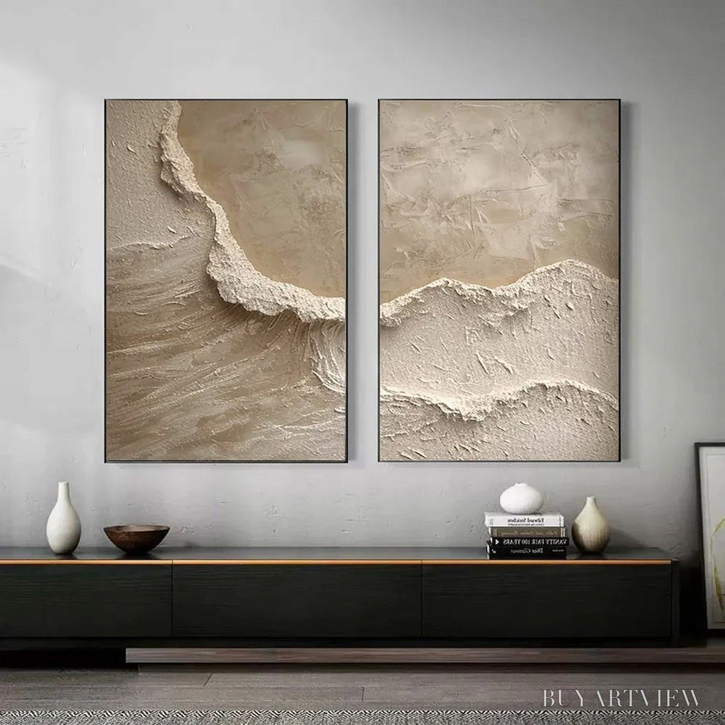 ARTOVITAS Echoes of the Shore – Wabi Sabi Textured Beach Painting Set - image 2