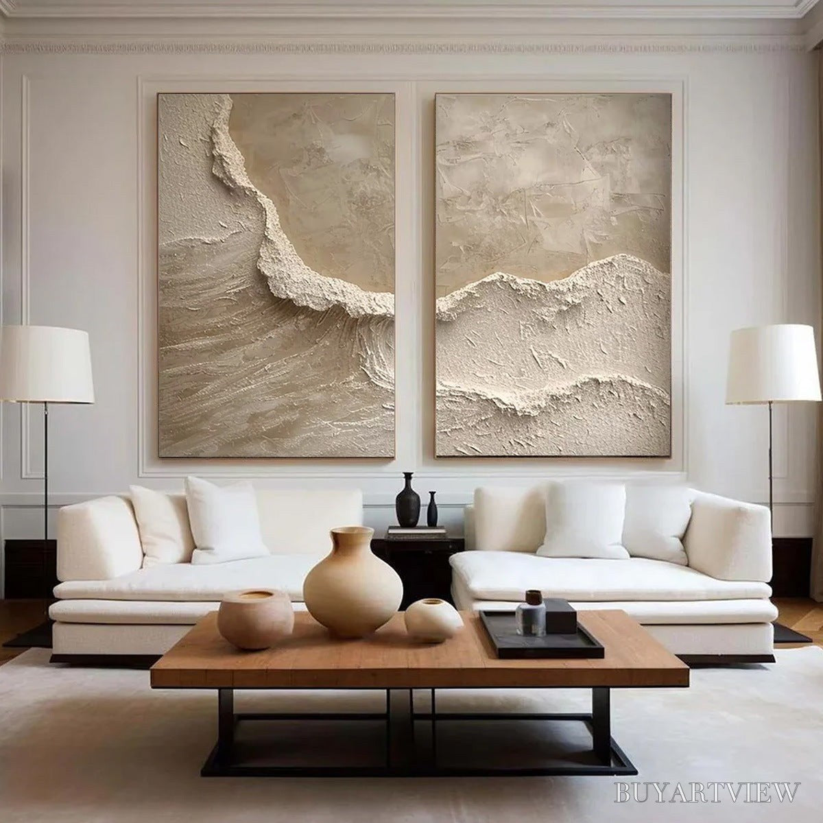 ARTOVITAS Echoes of the Shore – Wabi Sabi Textured Beach Painting Set - image 3