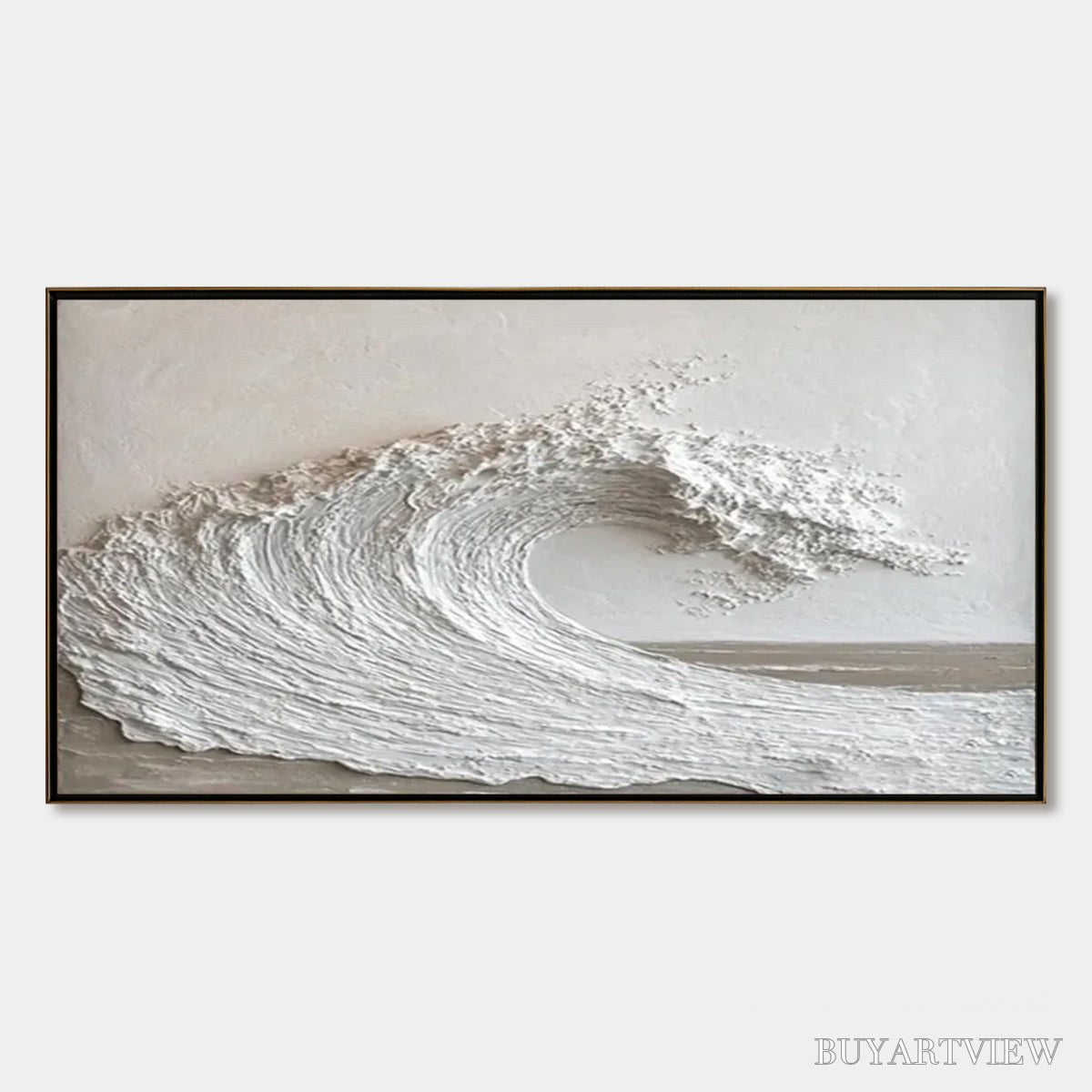 ARTOVITAS White Crest – Textured Minimalist Ocean Wave Painting - image 1
