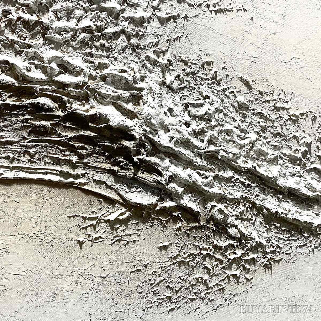 ARTOVITAS White Crest – Textured Minimalist Ocean Wave Painting - image 3
