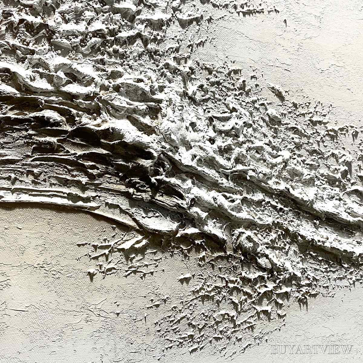 ARTOVITAS White Crest – Textured Minimalist Ocean Wave Painting - image 3