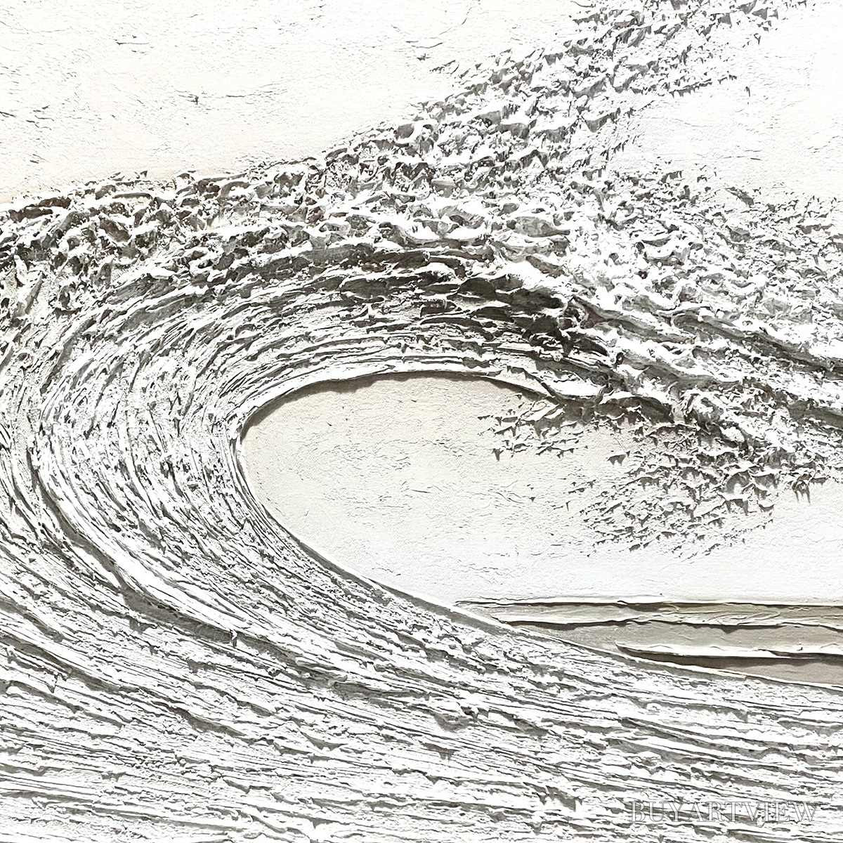 ARTOVITAS White Crest – Textured Minimalist Ocean Wave Painting - image 6