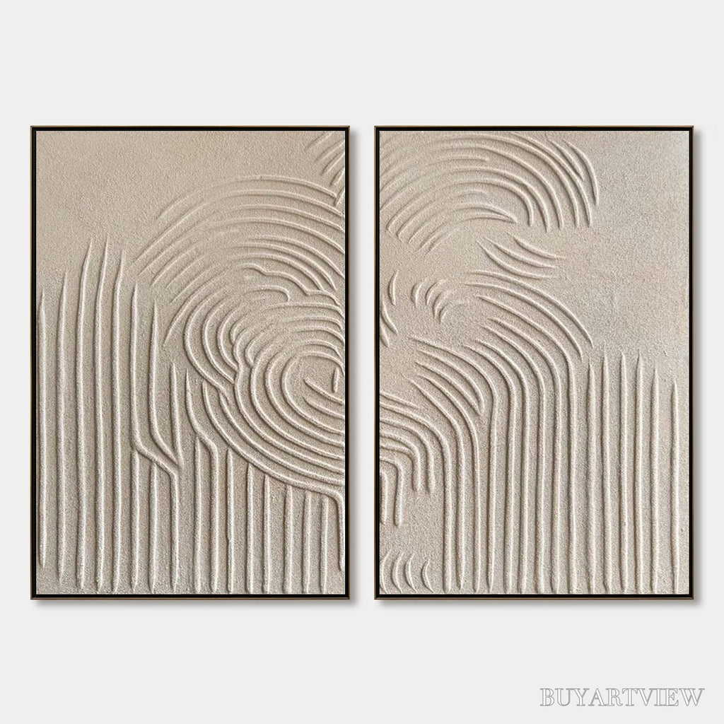 ARTOVITAS Zen Cascade – Wabi Sabi Textured Diptych - image 1
