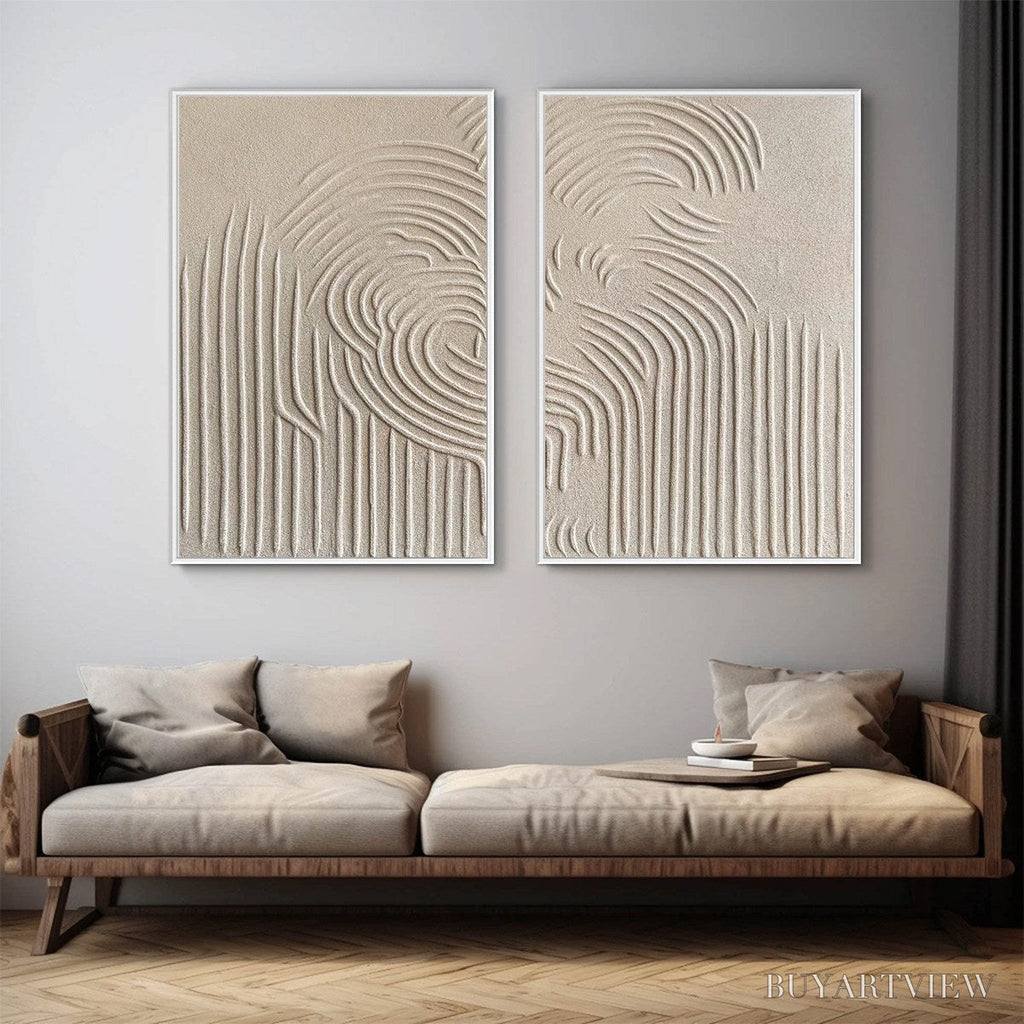 ARTOVITAS Zen Cascade – Wabi Sabi Textured Diptych - image 3