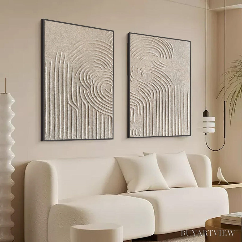 ARTOVITAS Zen Cascade – Wabi Sabi Textured Diptych - image 5