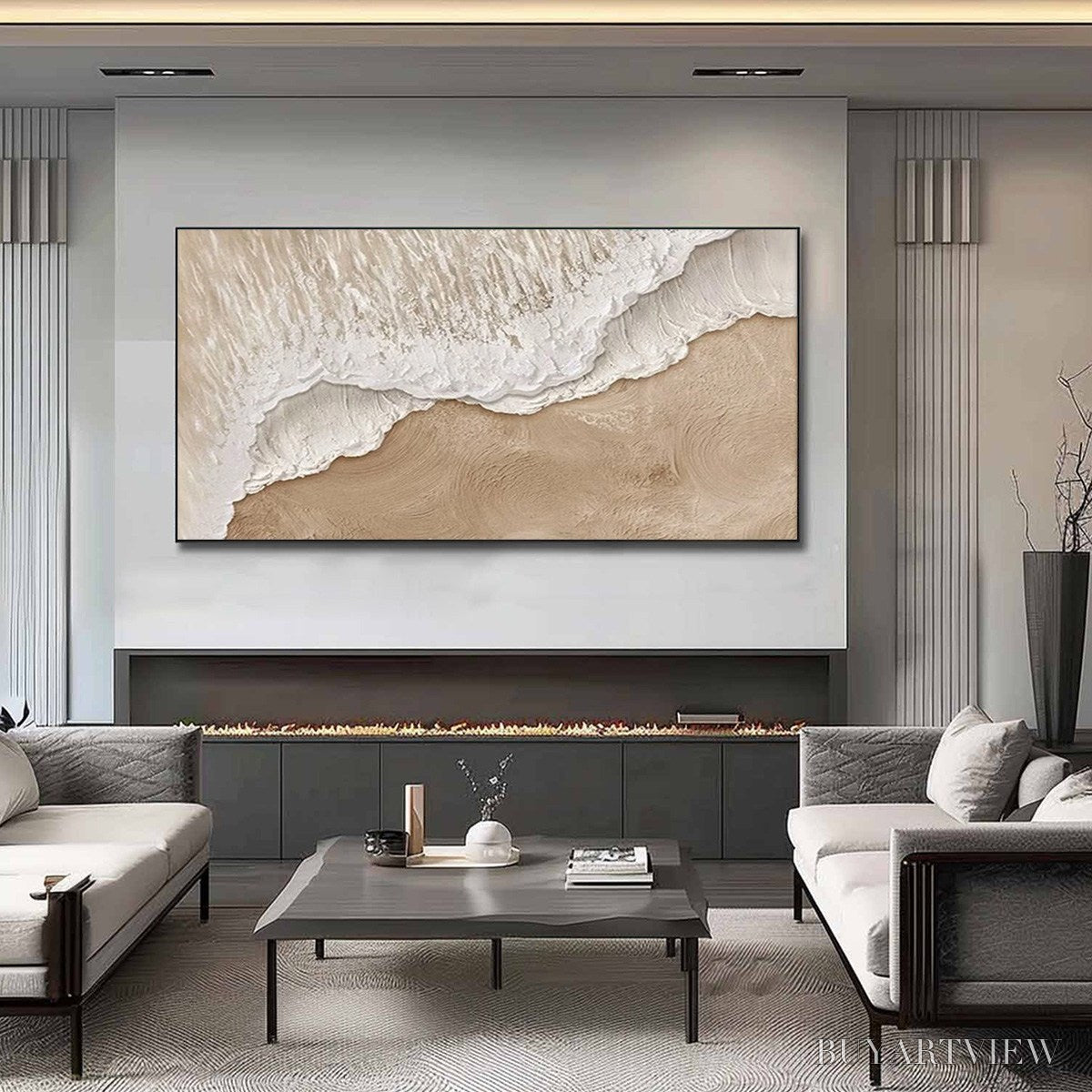 ARTOVITAS Eternal Tide – Textured Wabi Sabi Beach & Sea Painting - image 4