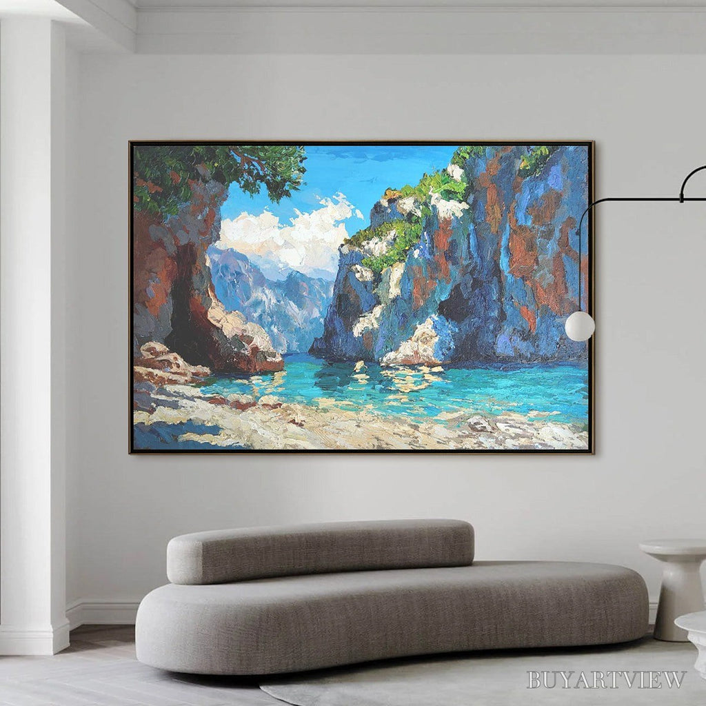 ARTOVITAS Amalfi Cove – Impasto Coastal Landscape Oil Painting - image 2
