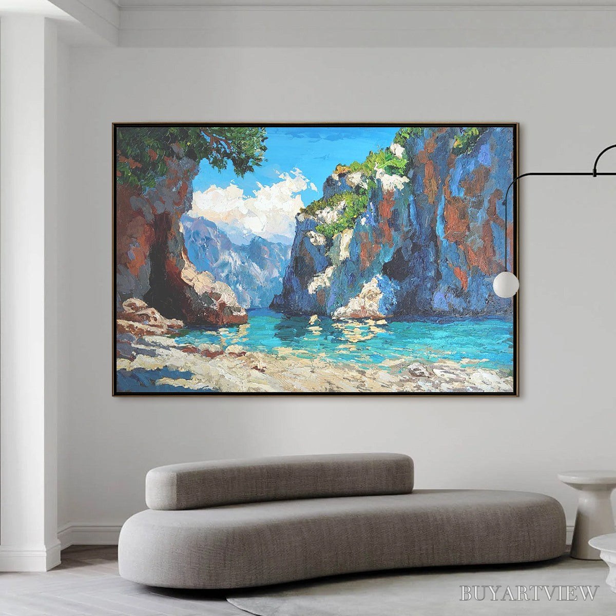 ARTOVITAS Amalfi Cove – Impasto Coastal Landscape Oil Painting - image 2