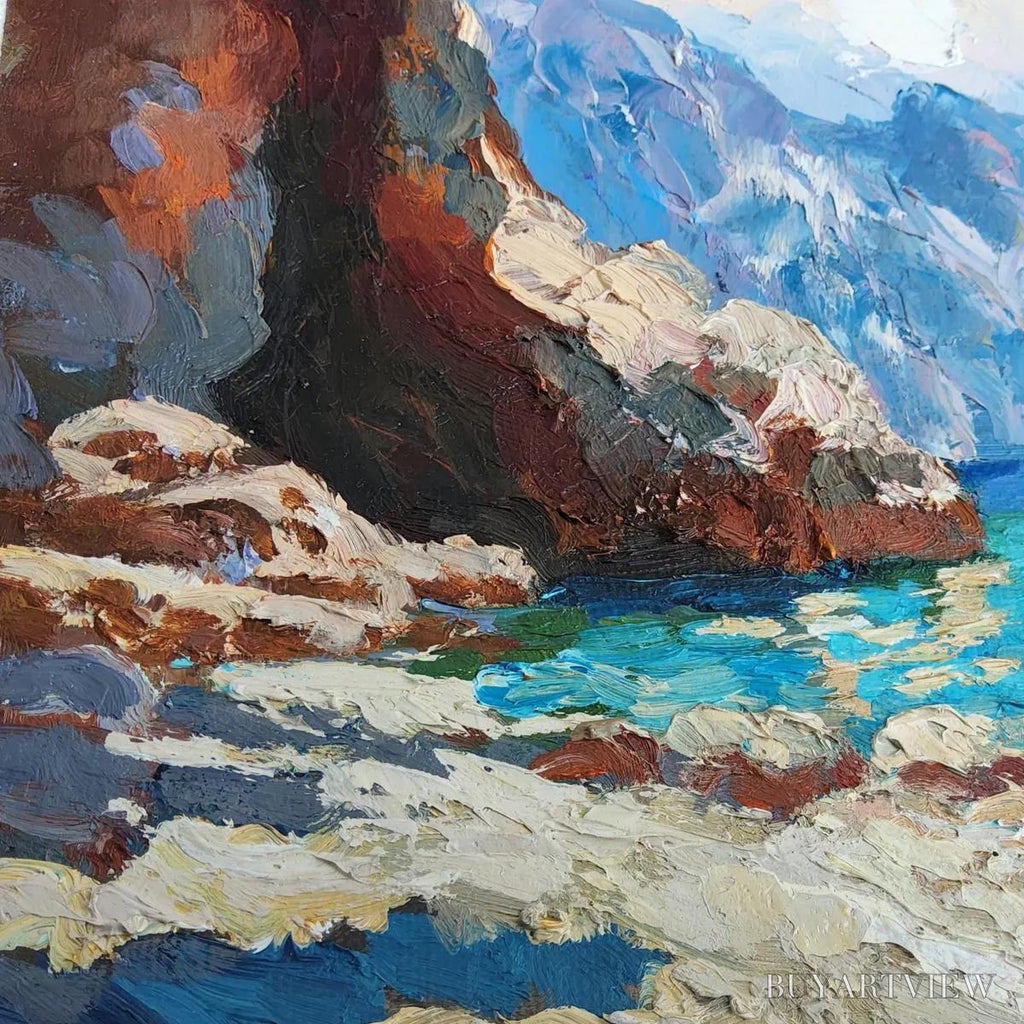 ARTOVITAS Amalfi Cove – Impasto Coastal Landscape Oil Painting - image 3
