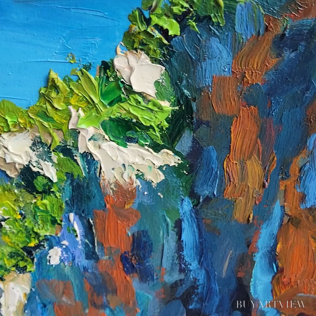 ARTOVITAS Amalfi Cove – Impasto Coastal Landscape Oil Painting - image 4
