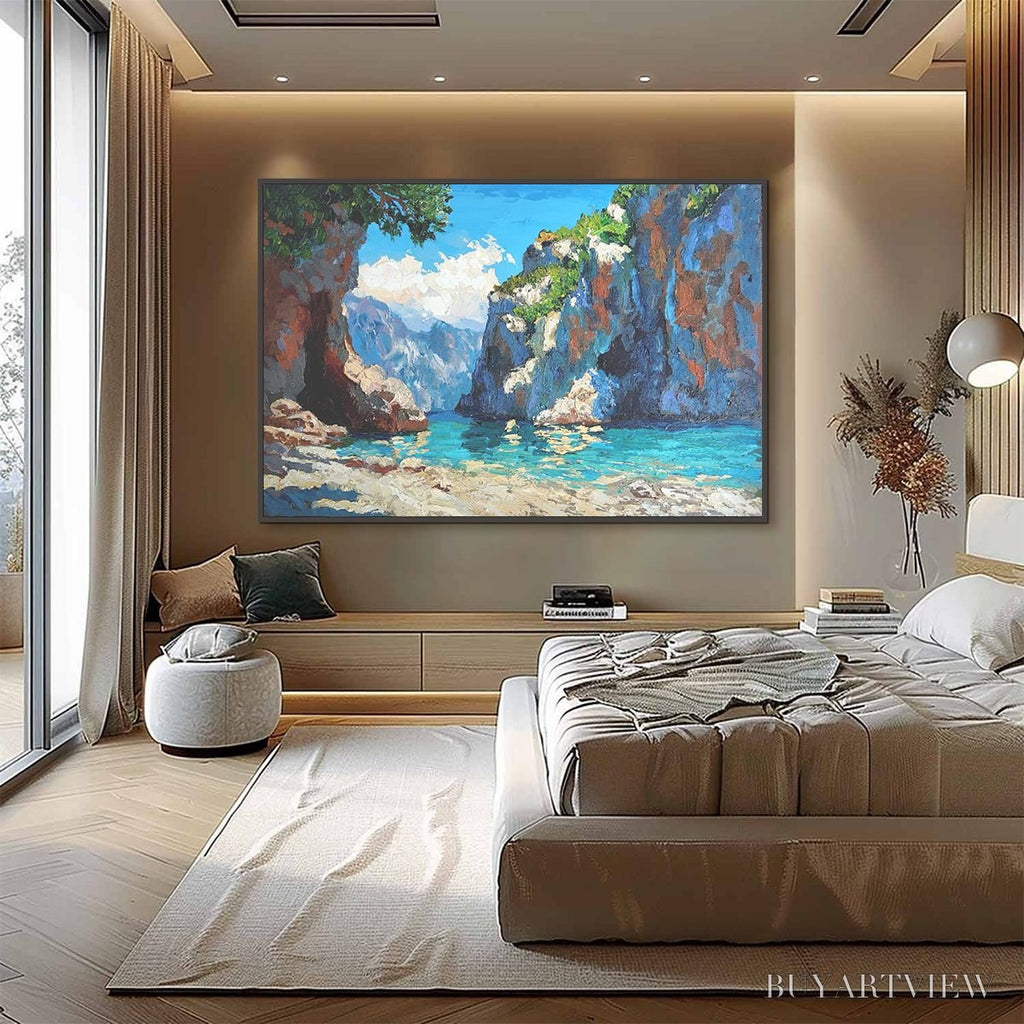 ARTOVITAS Amalfi Cove – Impasto Coastal Landscape Oil Painting - image 6