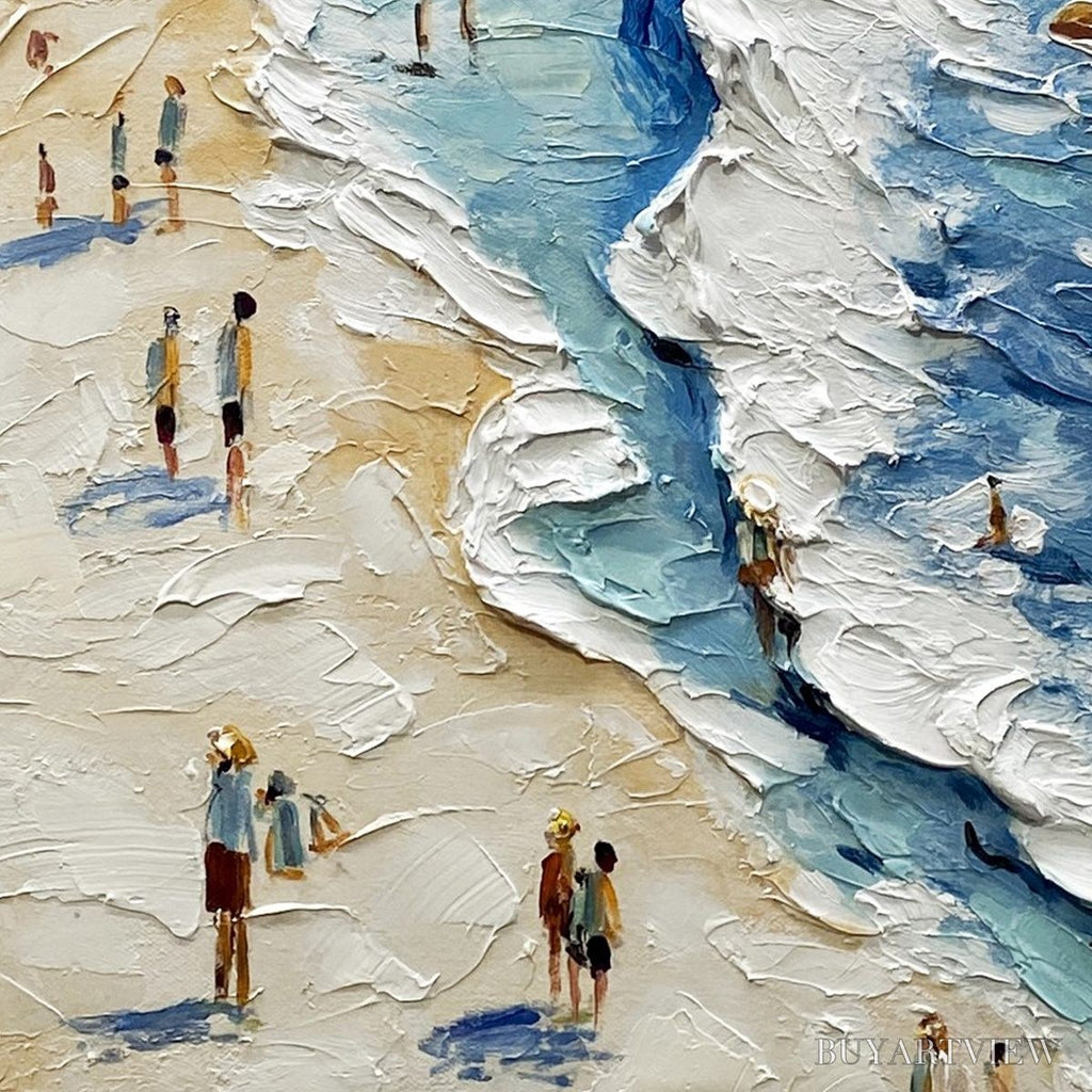 ARTOVITAS Sunlit Tideline – Textured Palette Knife Beach Scene Painting - image 3