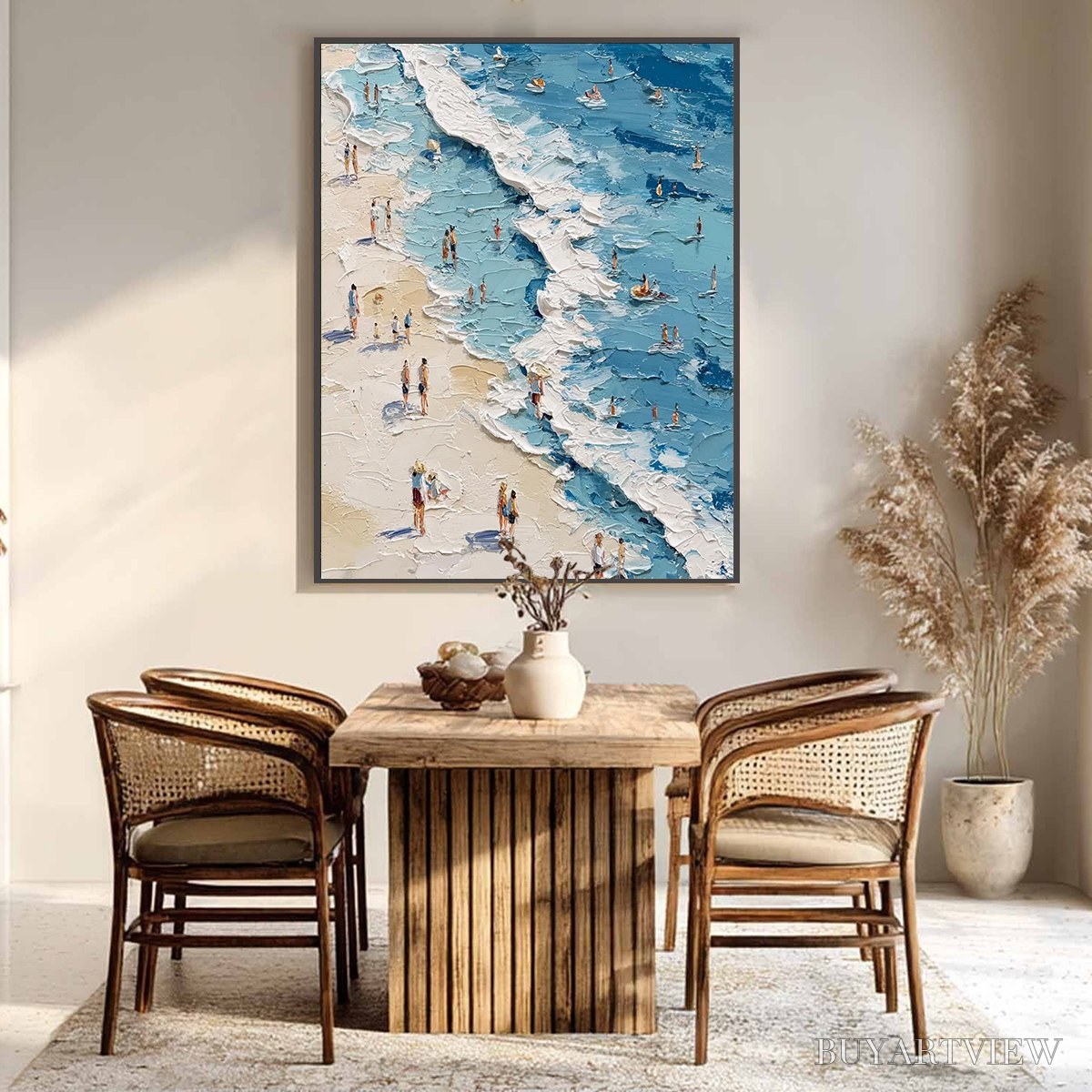 ARTOVITAS Sunlit Tideline – Textured Palette Knife Beach Scene Painting - image 4