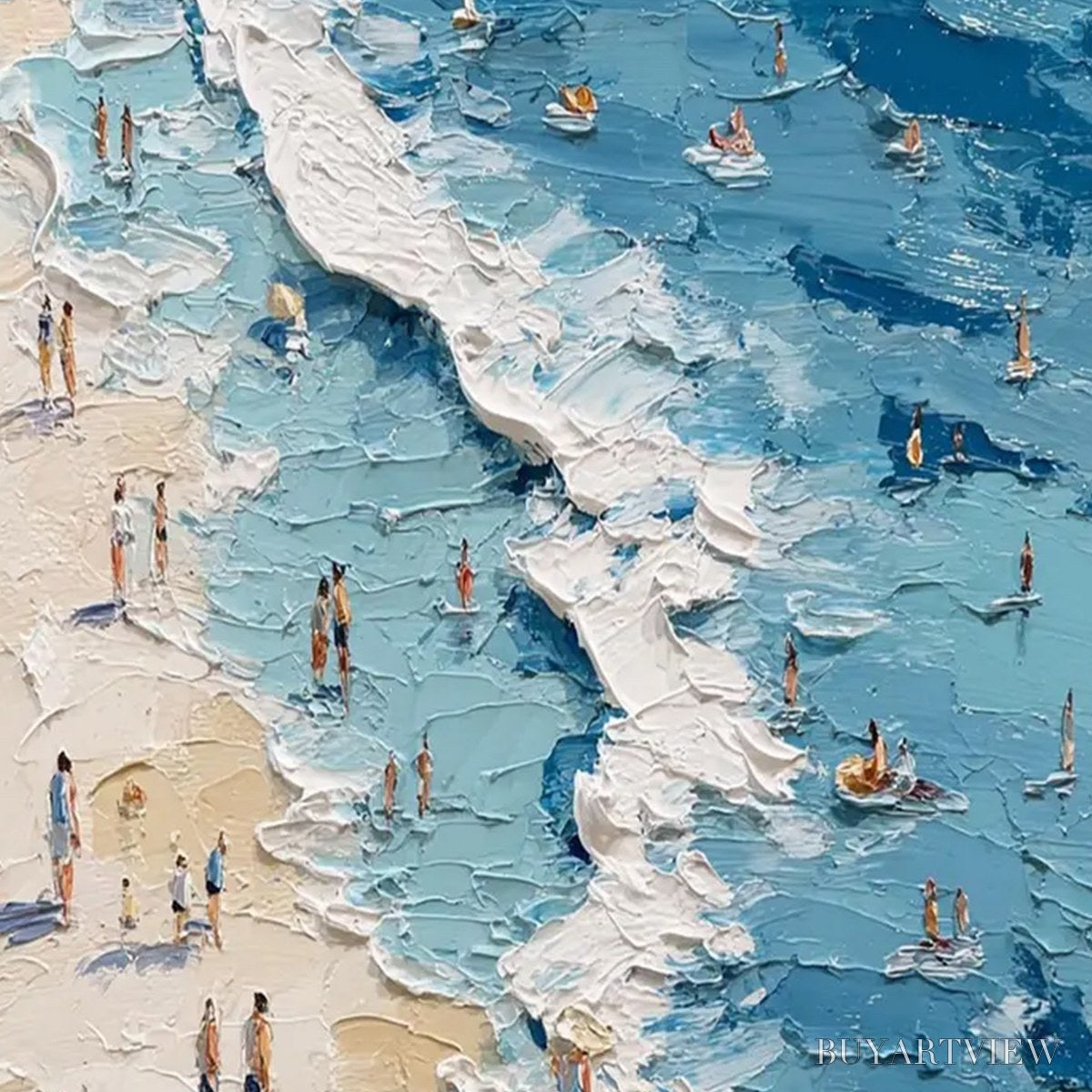 ARTOVITAS Sunlit Tideline – Textured Palette Knife Beach Scene Painting - image 6