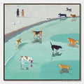 ARTOVITAS Paws At Tide – Minimalist Dog Beach Scene Oil Painting - image 1