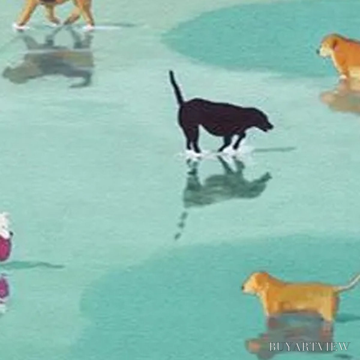 ARTOVITAS Paws At Tide – Minimalist Dog Beach Scene Oil Painting - image 3