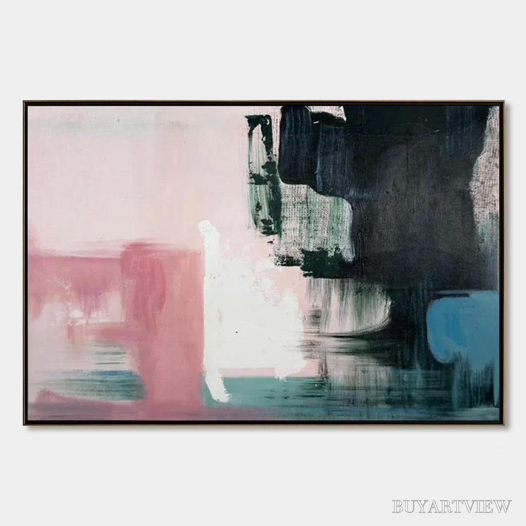 ARTOVITAS Ink & Blossom – Minimalist Abstract Color-Block Oil Painting - image 1