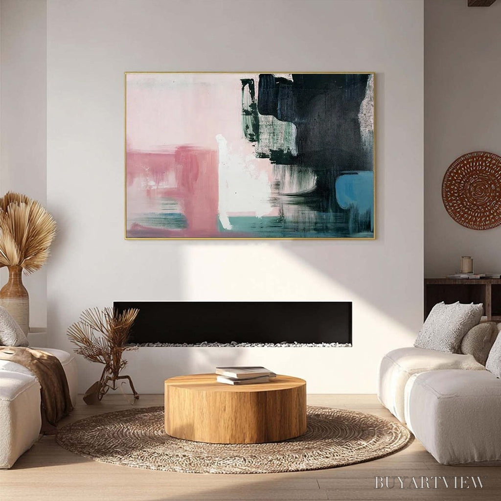 ARTOVITAS Ink & Blossom – Minimalist Abstract Color-Block Oil Painting - image 2