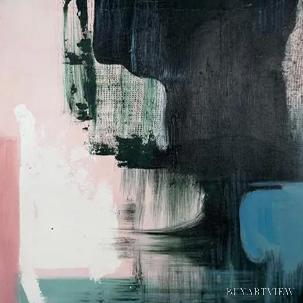 ARTOVITAS Ink & Blossom – Minimalist Abstract Color-Block Oil Painting - image 3