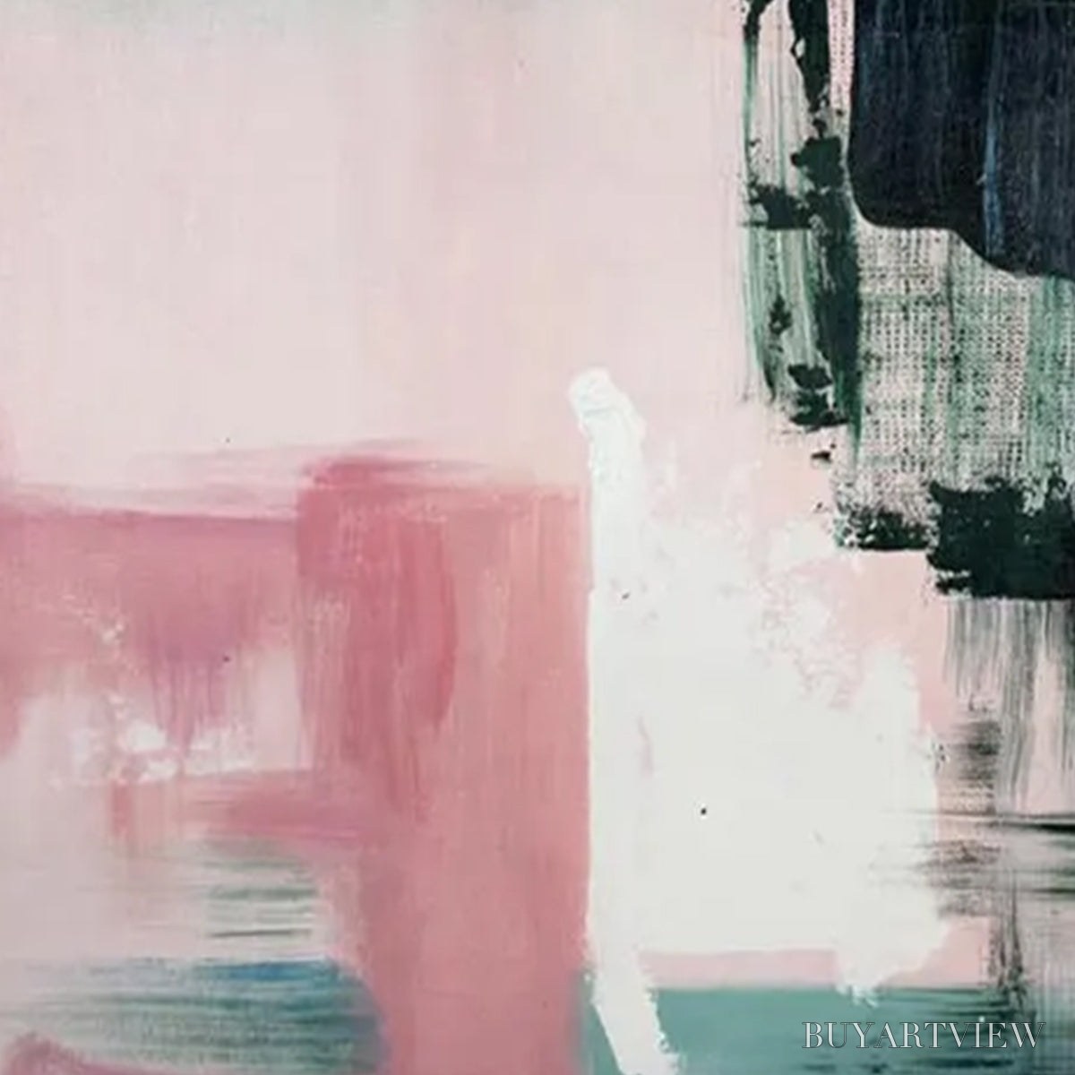 ARTOVITAS Ink & Blossom – Minimalist Abstract Color-Block Oil Painting - image 5