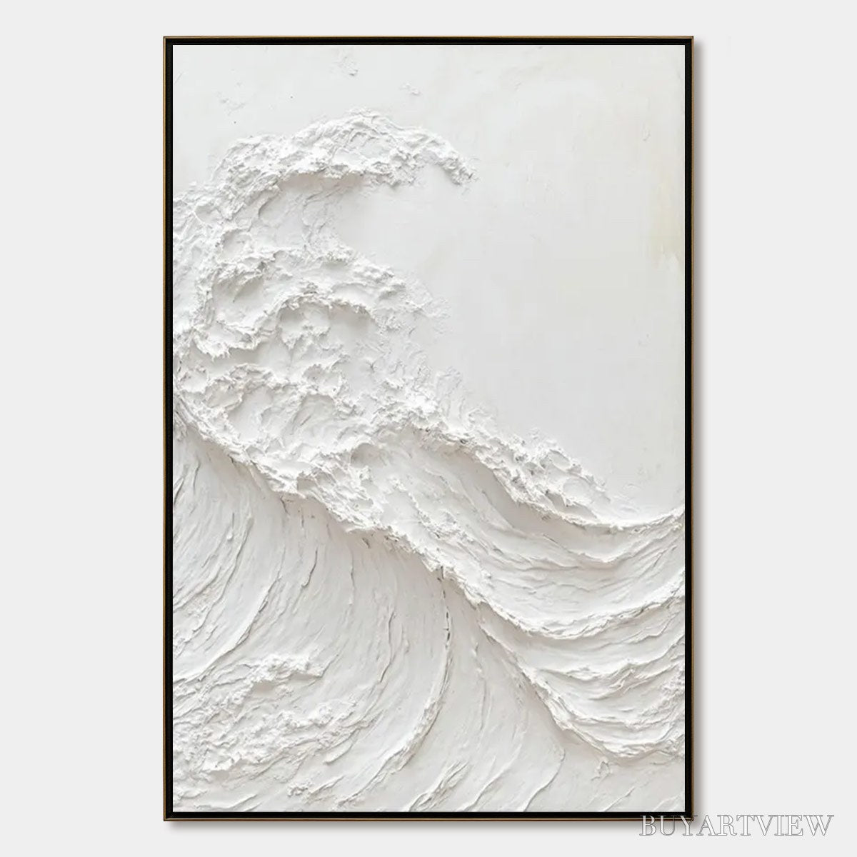 ARTOVITAS Alabaster Swell – Minimalist Textured Coastal Oil Painting - image 1