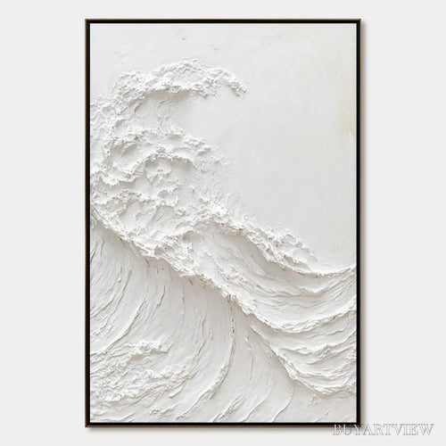 ARTOVITAS Alabaster Swell – Minimalist Textured Coastal Oil Painting - image 1