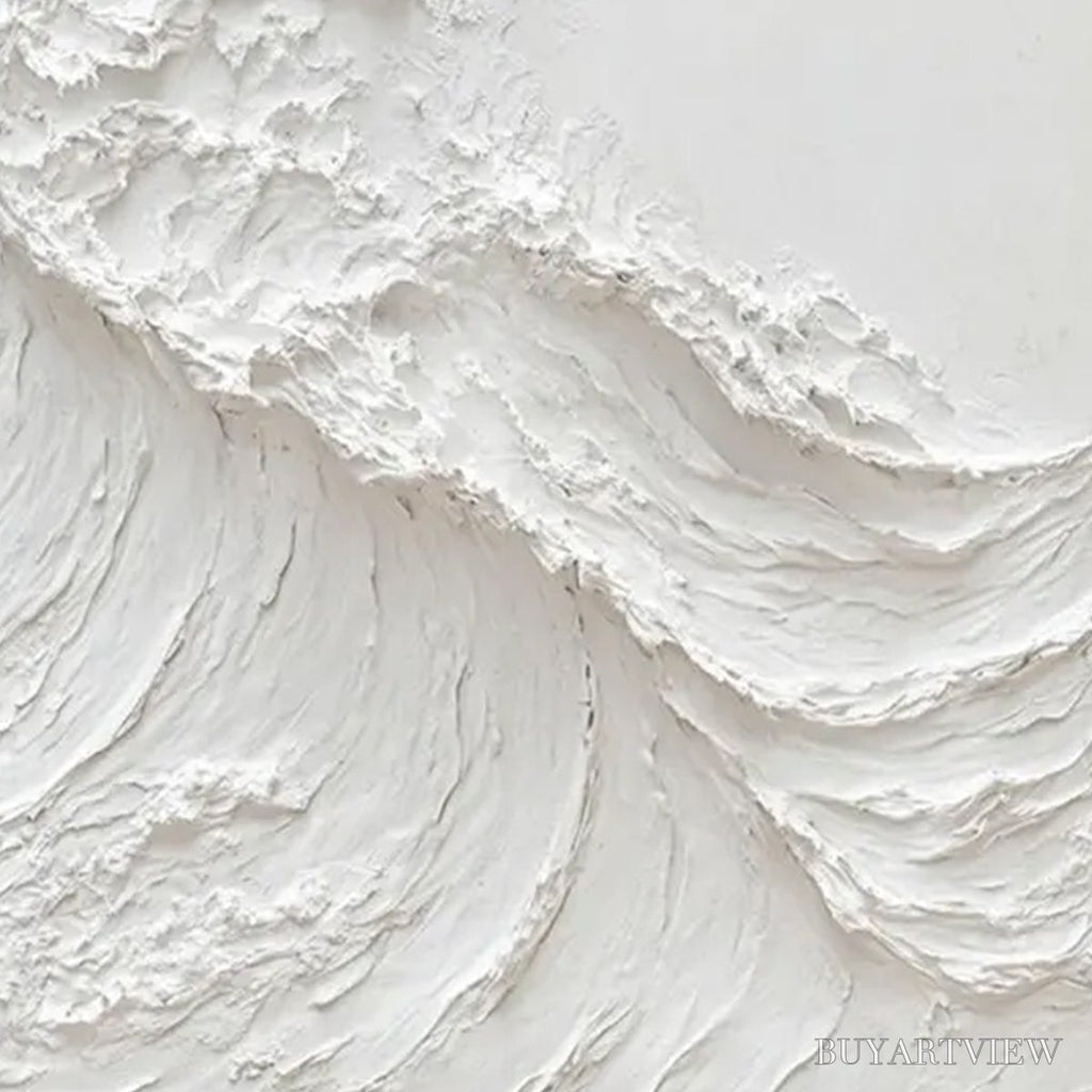 ARTOVITAS Alabaster Swell – Minimalist Textured Coastal Oil Painting - image 3