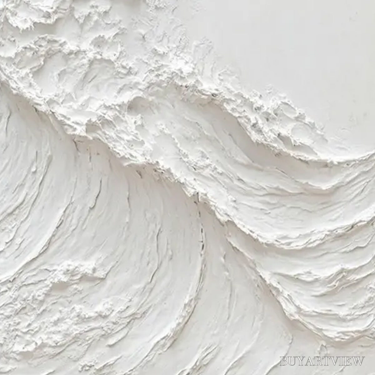 ARTOVITAS Alabaster Swell – Minimalist Textured Coastal Oil Painting - image 3