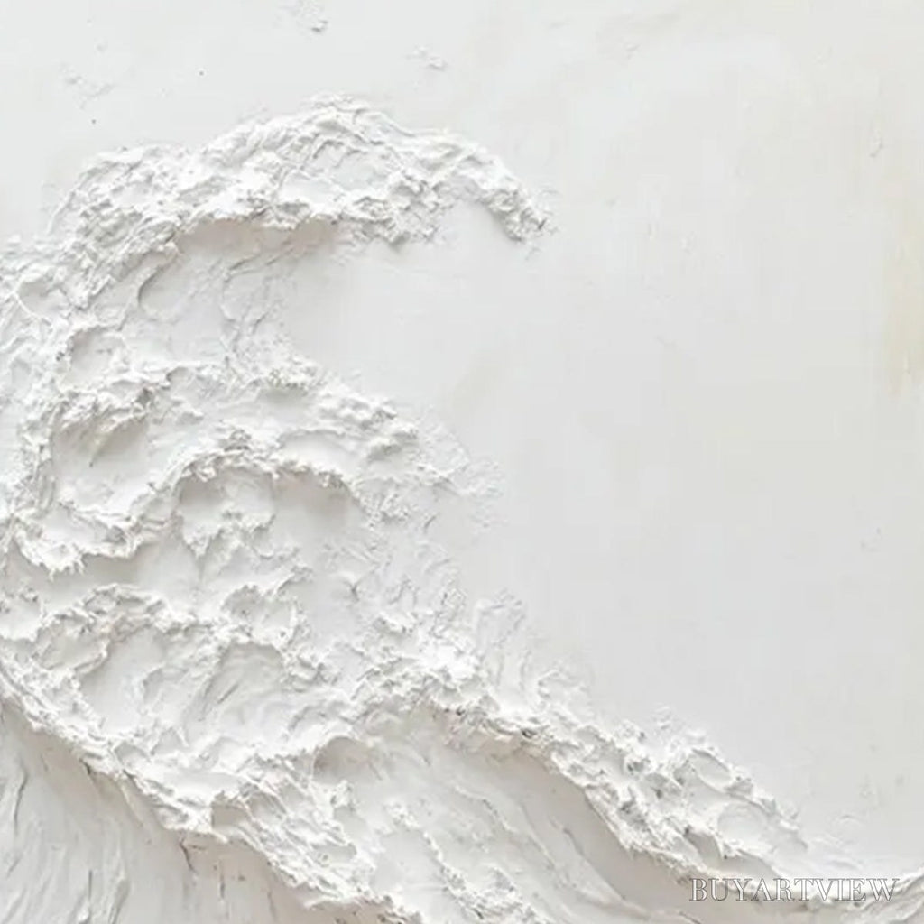 ARTOVITAS Alabaster Swell – Minimalist Textured Coastal Oil Painting - image 5