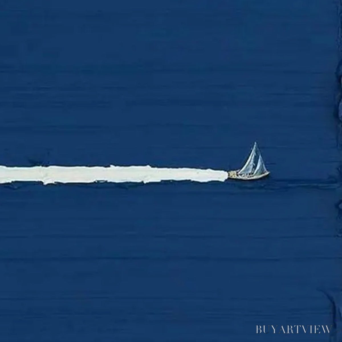 ARTOVITAS Silent Wake – Minimalist Sailboat Seascape Oil Painting - image 5