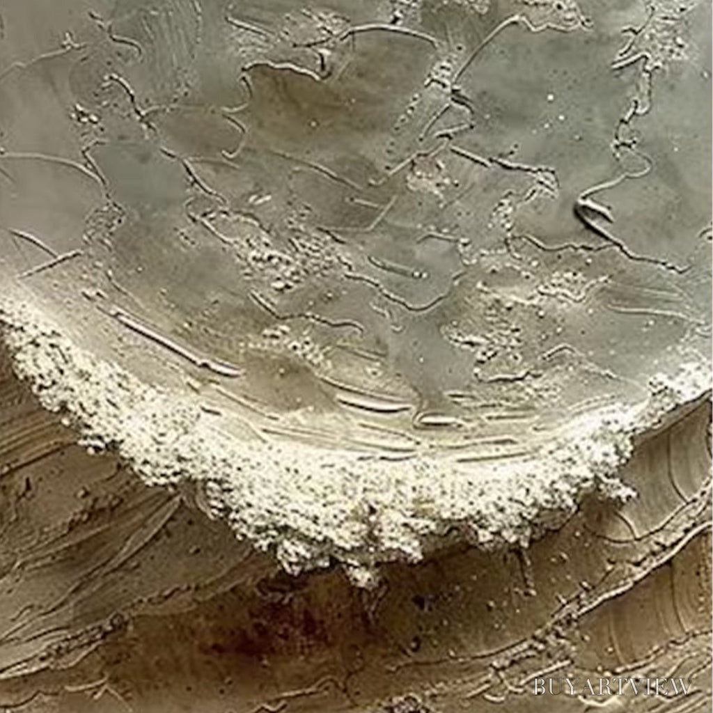 ARTOVITAS Tidal Whisper – Textured Wabi Sabi Coastal Diptych Oil Painting - image 3