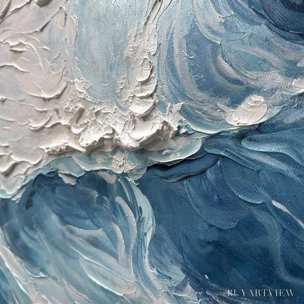 ARTOVITAS Ready to Ship | Crashing Waves – Textured Coastal Seascape Oil Painting - image 2